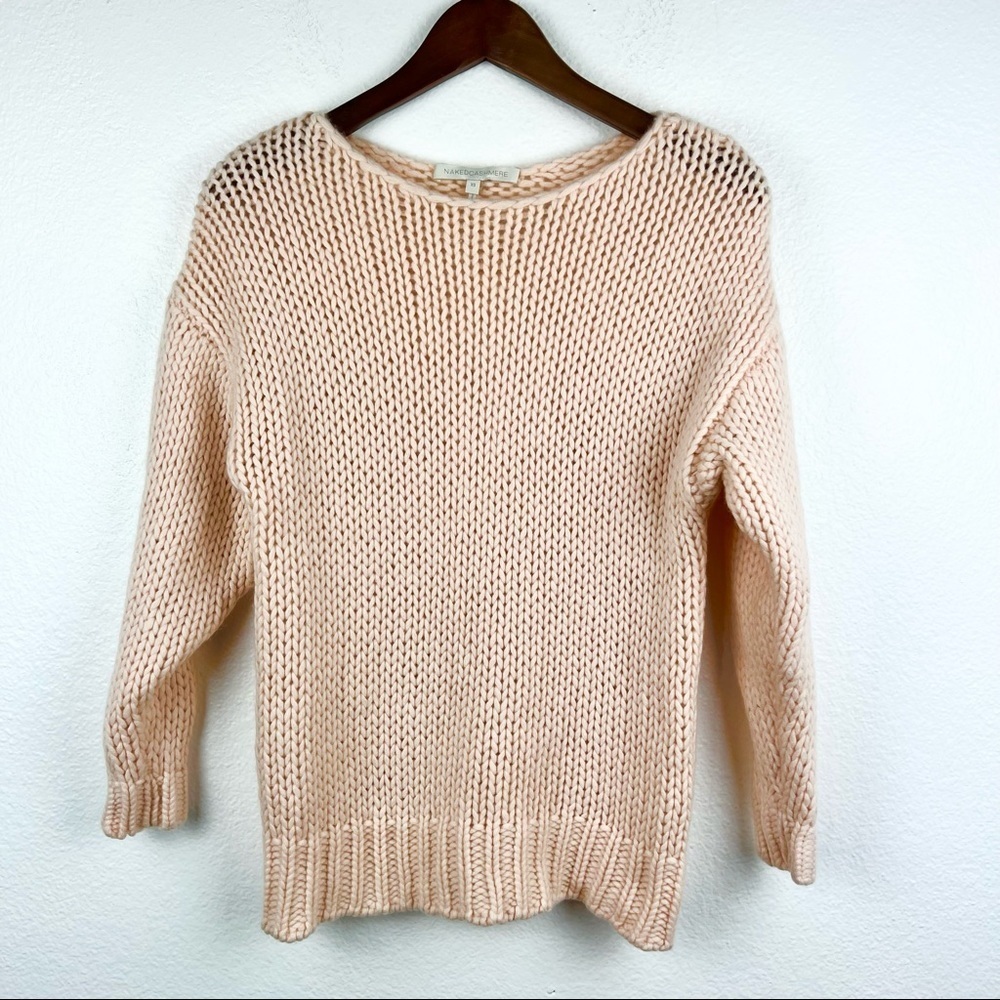 NAKEDCASHMERE Blush Pink Chunky Knit Crewneck Pullover Sweater, Size XS